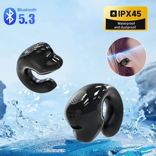 Open Ear Headphones Clip On Ear Earbuds Hands-Free Noise Canceling